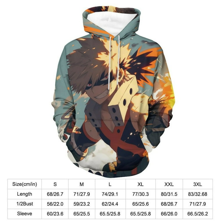 Woodyotime My Hero Academia Katsuki Bakugo Hoodie Unisex 3D Novelty Hoodies Graphic Hoodies Pullover Sweatshirts for Men Women Teen 2XL Adult Unisex