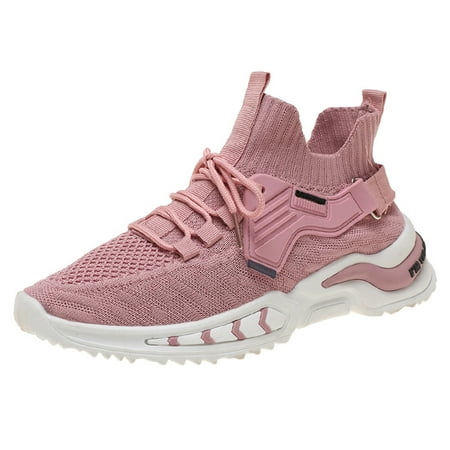 

EQWLJWE 2022 Spring Autumn Sneakers Women Breathable Mesh Shoes Fly Weave Bandage Cushion Soft Sports Casual Shoes Deals Discount Clearance