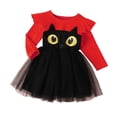 thumbnail image 3 of Weebloom Halloween Baby Girls Dresses Tutu Cat Dress Up Stage Performance Long Sleeve Party Outfit Clothes Girl Dress Red 18-24 Months, 3 of 7