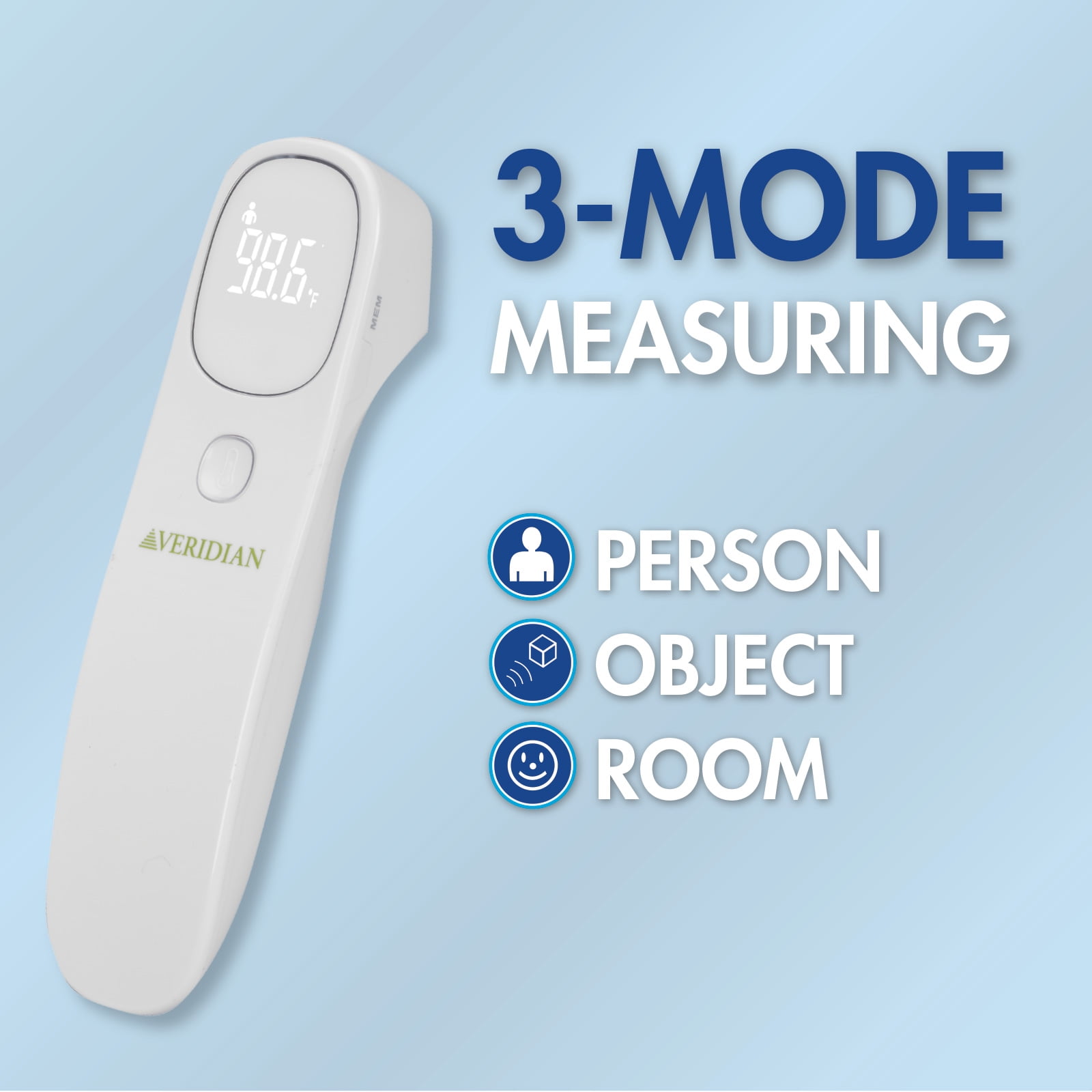 Veridian Infrared Non-Contact Forehead Thermometer, 1-Second Readout, Positioning Sensor