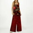 thumbnail image 5 of Women's Christmas Printed Jumpsuit - Loose Casual Versatile Romper, Dark Red Size L, 5 of 6