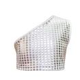 thumbnail image 2 of Girls Cropped Sequin T Shirts Kids Sleeveless Tops Girls Tops Tees Shirts Fashion Shoulder Crop Top For Performance Casual Summer Outfit Tops for Kids 18-19 Years, 2 of 4