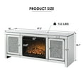 thumbnail image 4 of COSVALVE 47.2" Modern Silver LED TV Stand Electric Mirrored Fireplace Crushed Diamond Entertainment Center Cabinet for TVs Up to 55 inch Living Room, 4 of 11