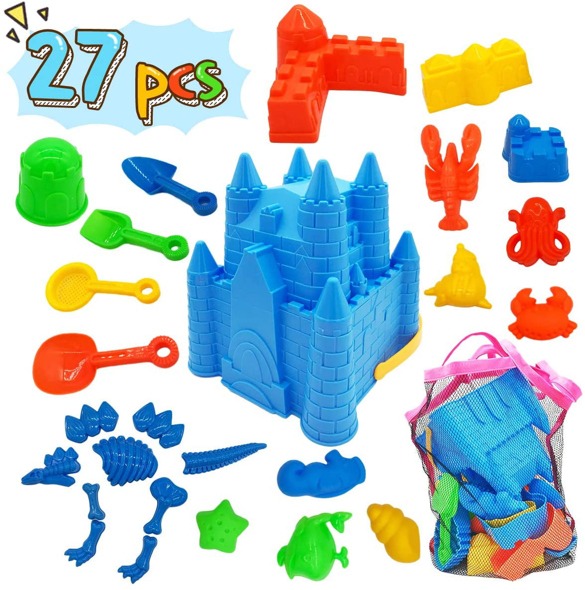 27pcs Sand Beach Play Toys Set Kids Children Seaside Animal Sand Molds and Tools 