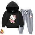 thumbnail image 2 of Hello Kitty suéter con capucha para niños + pantalones traje de otoño e invierno para niñas más ropa deportiva y de ocio cálida de terciopelo para niños, 2 of 5