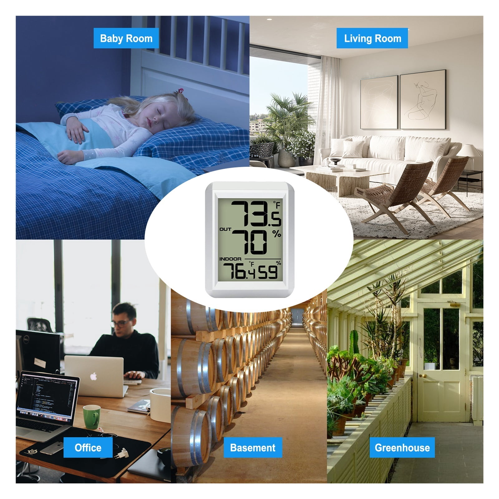 Wireless Weather Station, 328ft Remote Sensor Thermometer for Home & Garden