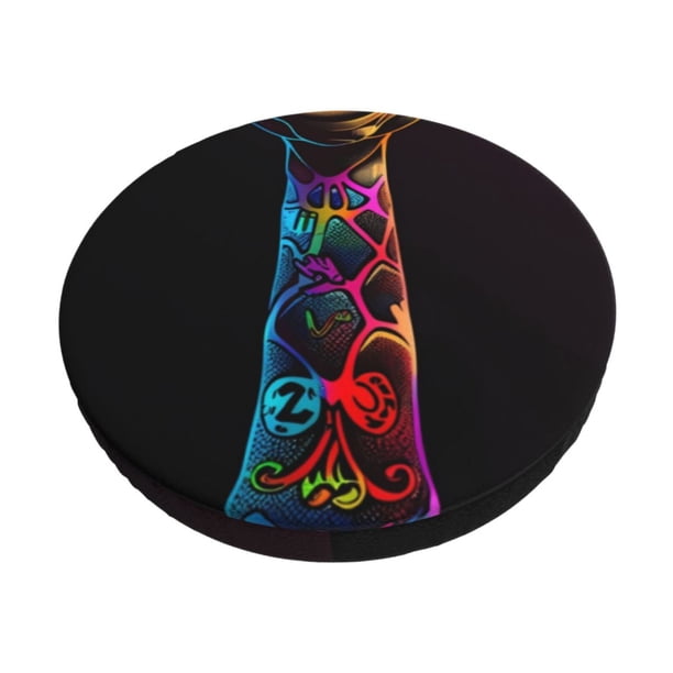 Balery Neon Psychedelic Giraffe Fundas de asiento para taburete de bar redondo de tela de terciopelo ajustables que protegen de arañazos y manchas para sillas de 14 a 17 pulgadas.-12 inch