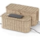thumbnail image 1 of Caja organizadora de cables grande (paquete de 2), de ratán natural, para regleta de enchufes. 2 ranuras abiertas para ocultar cables de TV, ordenador, router, concentrador USB y regleta de, 1 of 8