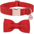 thumbnail image 3 of DOGWONG Collar de perro de algodón de cáñamo con lazo, collar rojo navideño para mascotas, collar ajustable duradero para perros pequeños, medianos y grandes, 3 of 4
