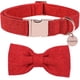 thumbnail image 3 of DOGWONG Collar de perro de algodón de cáñamo con lazo, collar rojo navideño para mascotas, collar ajustable duradero para perros pequeños, medianos y grandes, 3 of 4