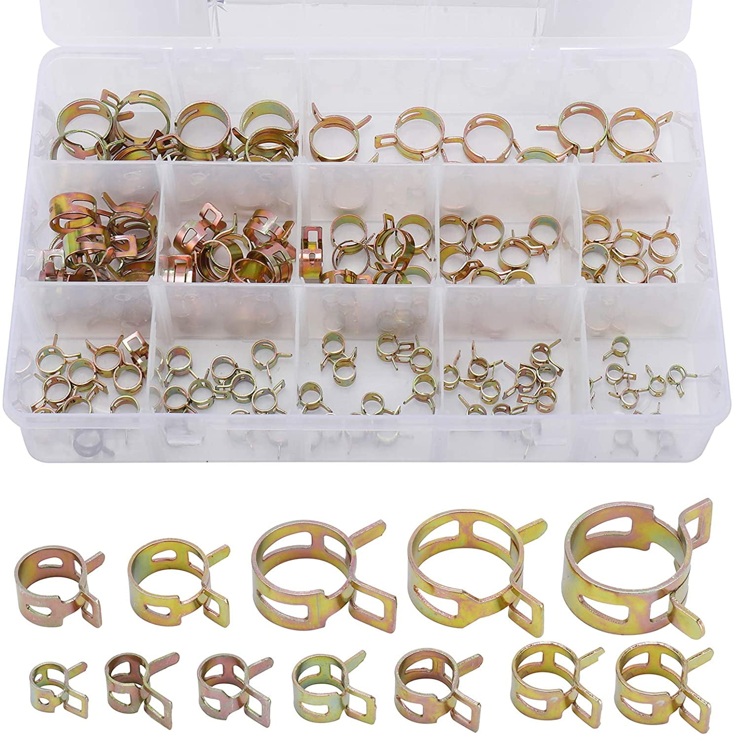 72 Pieces Fuel Line Hose Water Pipe Air Tube Clamps Fastener Spring Clip Set 