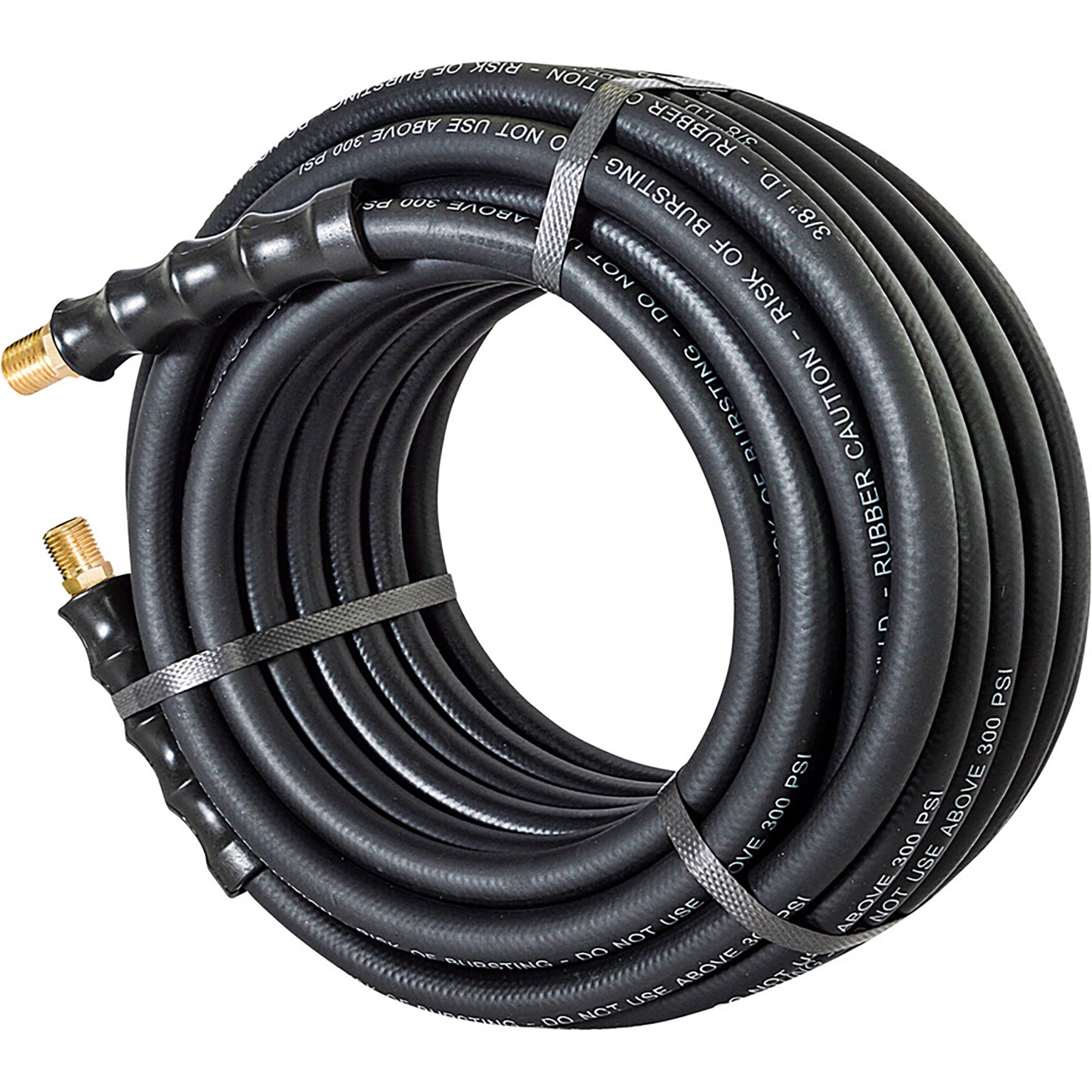 Klutch Rubber Air Hose, 3/8in. x 100ft., 300 PSI, Ozone-Resistant Cover