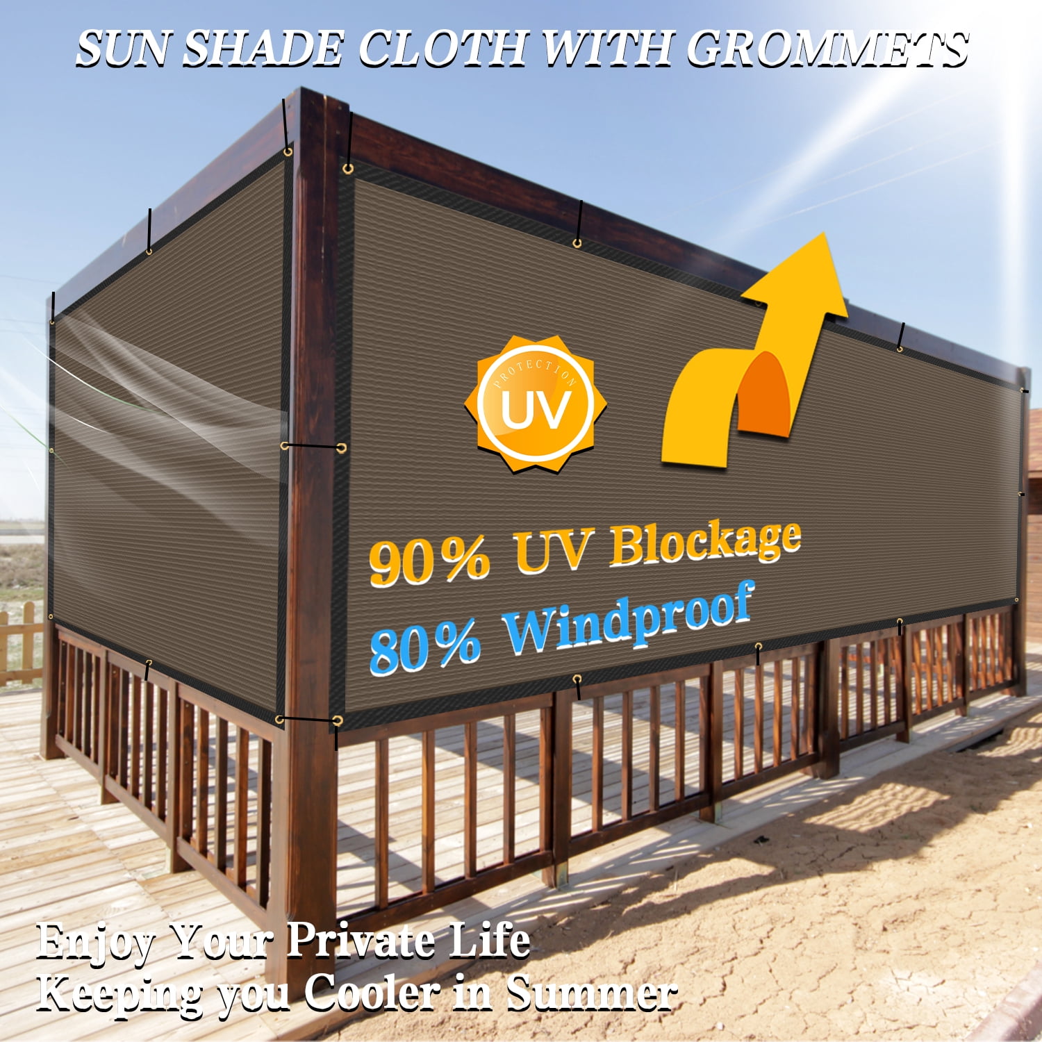 90% Sun Shade Cloth 10'X12' Shade Screens for Outdoor Patio, Pergola Shade Cover Canopy Tarp for Deck, Garden, Backyard, Carport