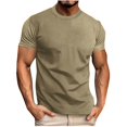thumbnail image 2 of Homenesgenics Mens Shirts Men Tops T Shirts for Man Man Solid-Color Casual Elastic Sports Short Sleeve Round-Neck Top Brown XXL, 2 of 6