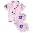 thumbnail image 1 of Odeerbi 6M-8Y Niños Niñas Pijama de Satén de Verano Con Solapa Entallada Camisa de Manga Corta Pantalones Conjunto de Dos Piezas Pijama, 1 of 9