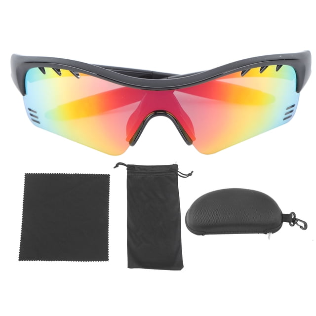Lentes TR ergonómicos para aventuras al aire libre, ideales para senderismo y ciclismo, seguros para niños, marco negro con lentes rojos, gafas de sol a prueba de viento y con protección UV