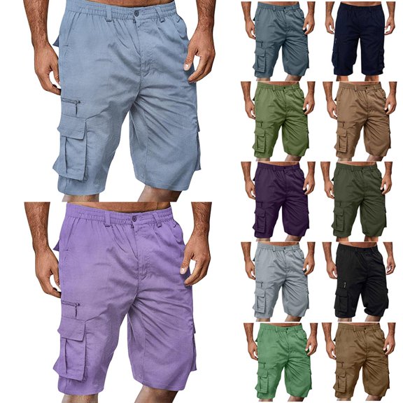 EaskTriop Mens Cargo Shorts Relaxed Fit Quick Dry Multi Pockets Lightweight Summer Outdoor Utility Shorts with Zipper Pockets Hiking