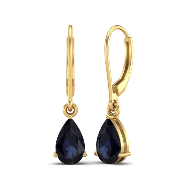 7x5 MM Forme de Poire Saphir Bleu 925 Argent Vermeil Larme Femmes Boucles d'Oreilles