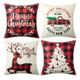 thumbnail image 2 of GymChoice Christmas Decor Pillow Covers,18 X 18 Inches Set of 4 Black and Red Buffalo Plaid Farmhouse Throw Pillowcases Cotton Linen Vintage Cushion Covers Pillow Shams Cases Slipcovers, 2 of 7