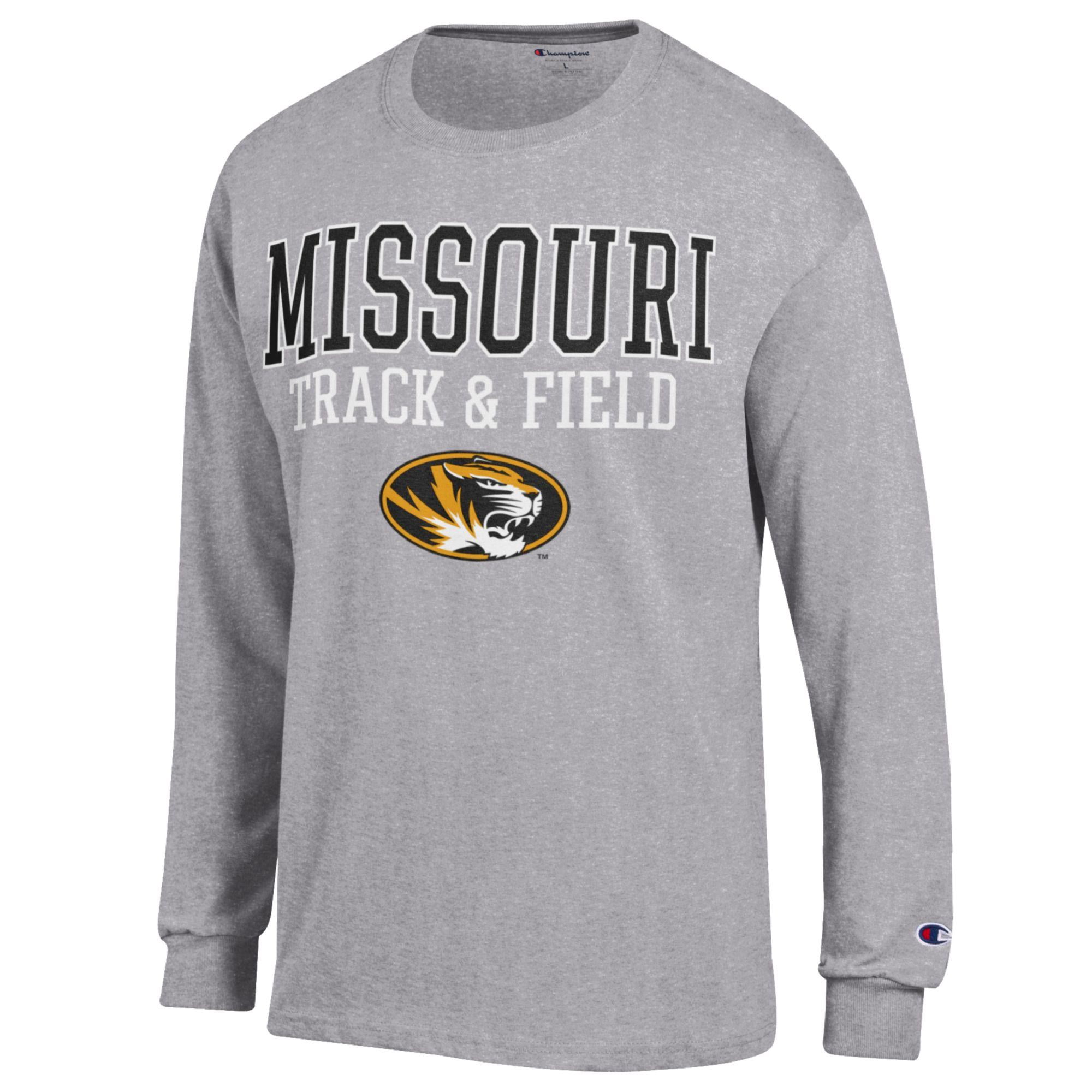 Men's Champion  Gray Missouri Tigers Track & Field Stack Long Sleeve T-Shirt