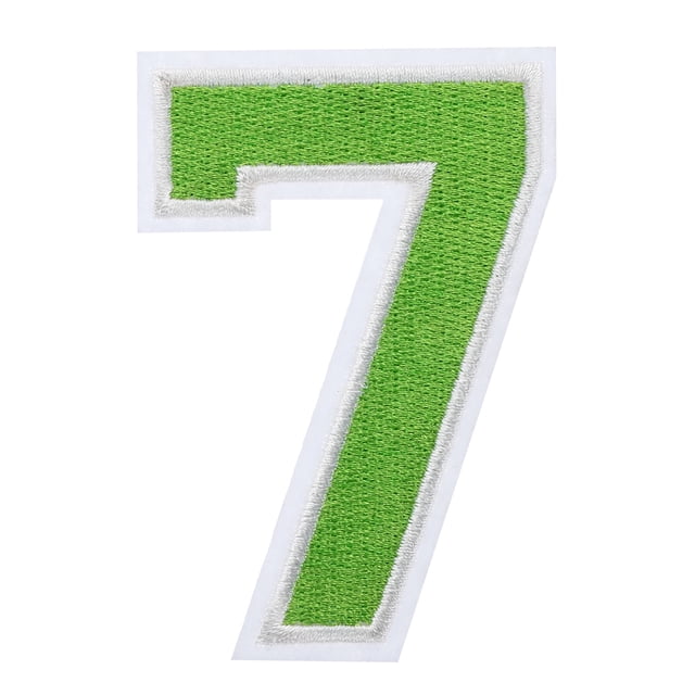 Parches numéricos para planchar, número 7 de 3 pulgadas, parches numéricos grandes para planchar, parches bordados de números verdes