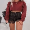 thumbnail image 2 of Women Sweater Long Sleeve Solid Color/Striped Crop Loose Pullover  Neck Top, 2 of 4
