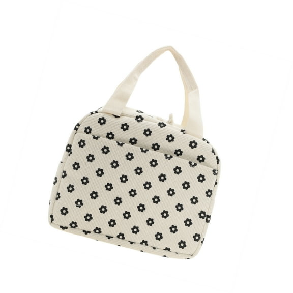 Vocoste 1 Pc Portable Thermal Lunch Bag for Work 10.24"x7.09"x8.27" Beige Black