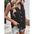 thumbnail image 6 of Women'S Casual Collar V Neck Button Down Sleeveless Tunic Blouse Shirt Tank Top Black S, 6 of 7