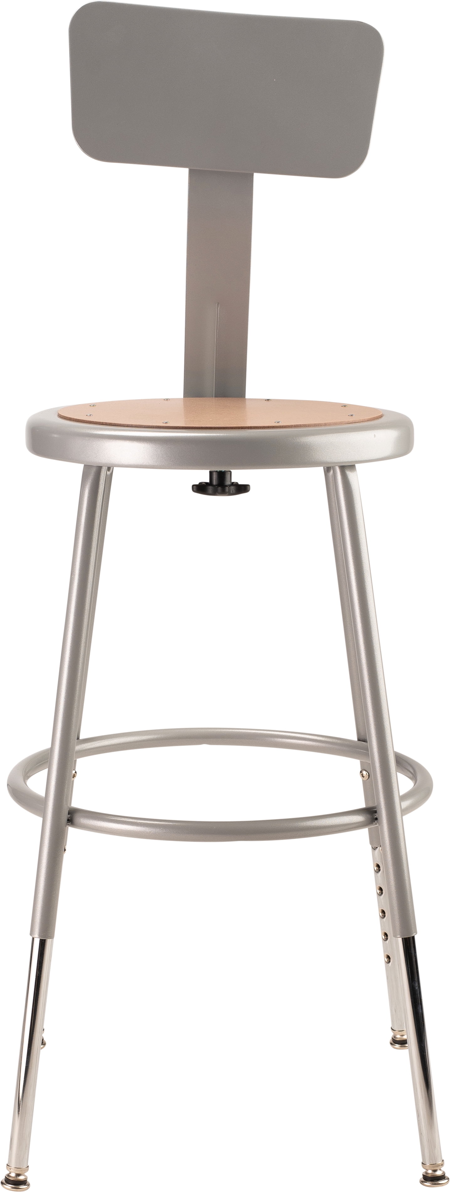 (Pack of 2) NPS 19 -27" Height Adjustable Heavy Duty Steel Stool With Backrest, Grey