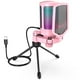 thumbnail image 1 of Micrófono USB Gaming para PC para transmisión de podcast, AmpliGame RGB, condensador de escritorio, patrón de captación cardiode, video de YouTube, PS4 PS5, mute rápido, ganancia de micrófono-Pink, 1 of 3