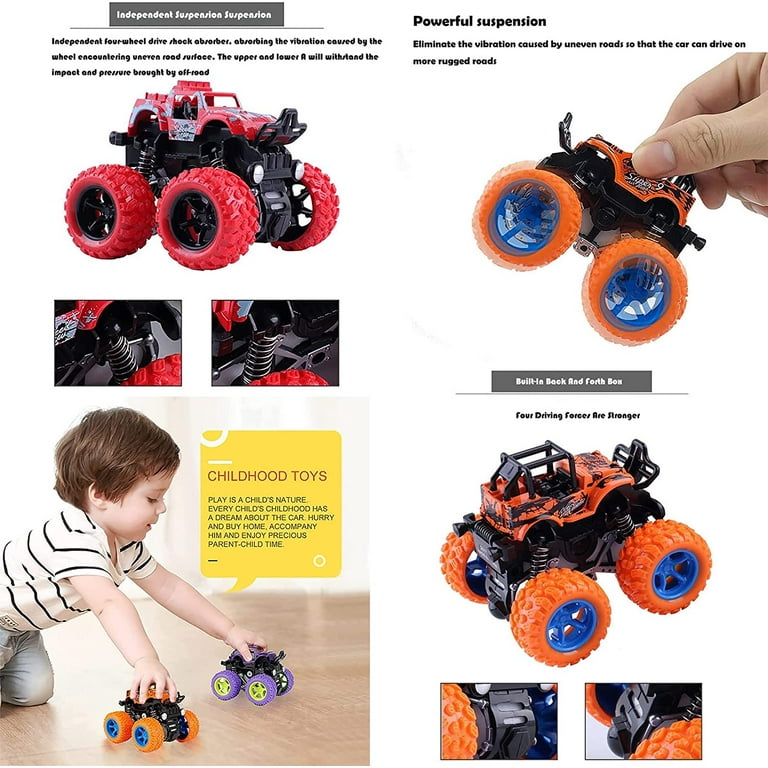 Intera Light Up Monster Truck Set for Boys and Girls by ArtCreativity Set Includes 2 6 inch Monster Trucks with Beautiful Flashing LED Tires Push