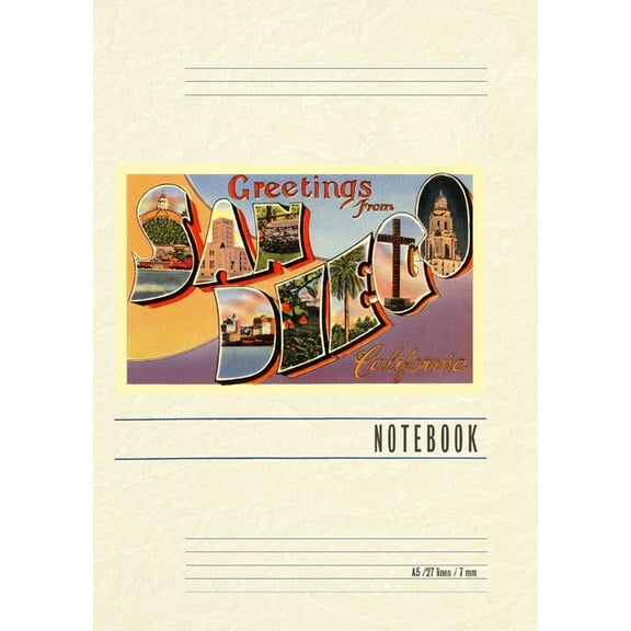 Vintage Lined Notebook Greetings from San Diego, California, (Paperback)
