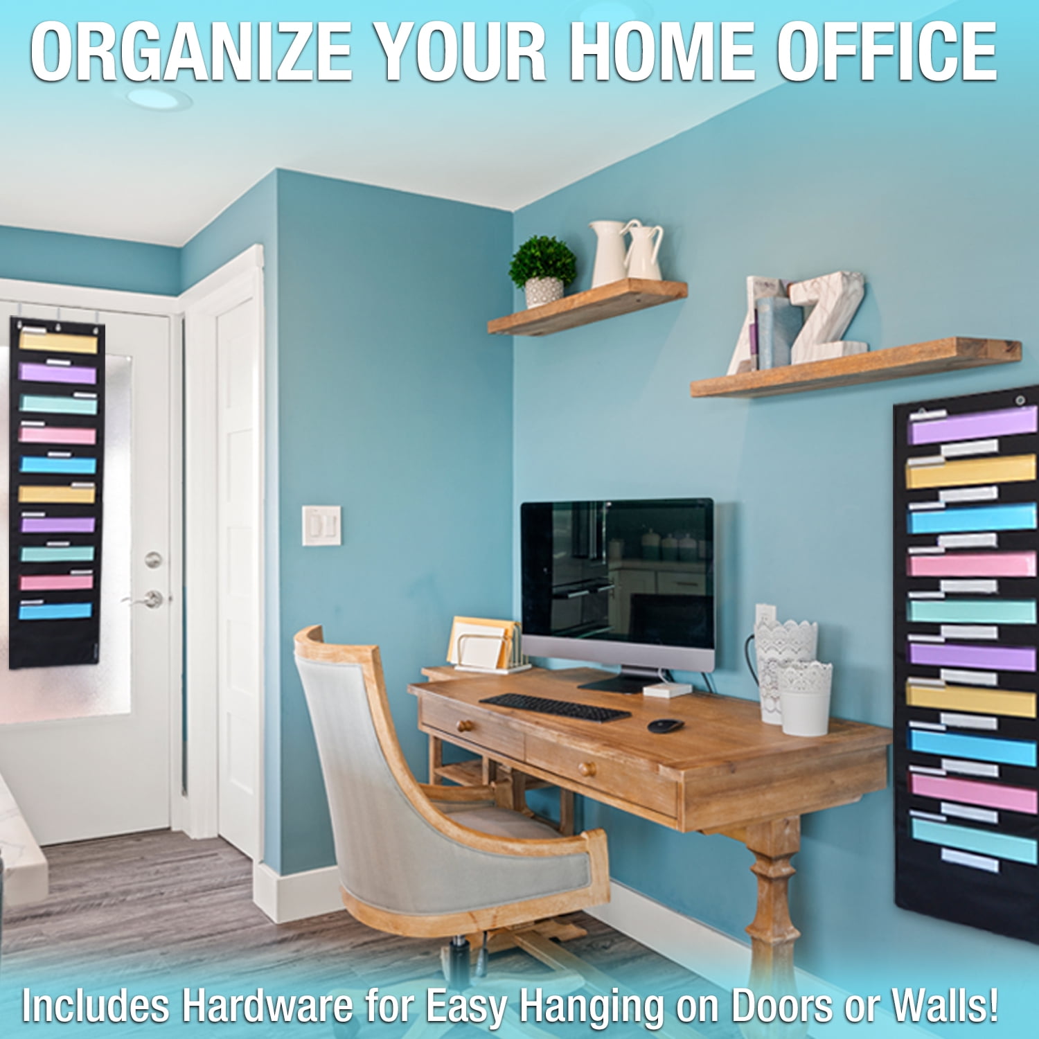 Ultimate Office WalMaster™ 30-Pocket Wall Chart Filing System WITH LABEL HOLDERS for Classroom and Office, Wall File Organizer (PocketFiles Sold Separately) PLUS Wall Mounting Hardware & Door Hooks