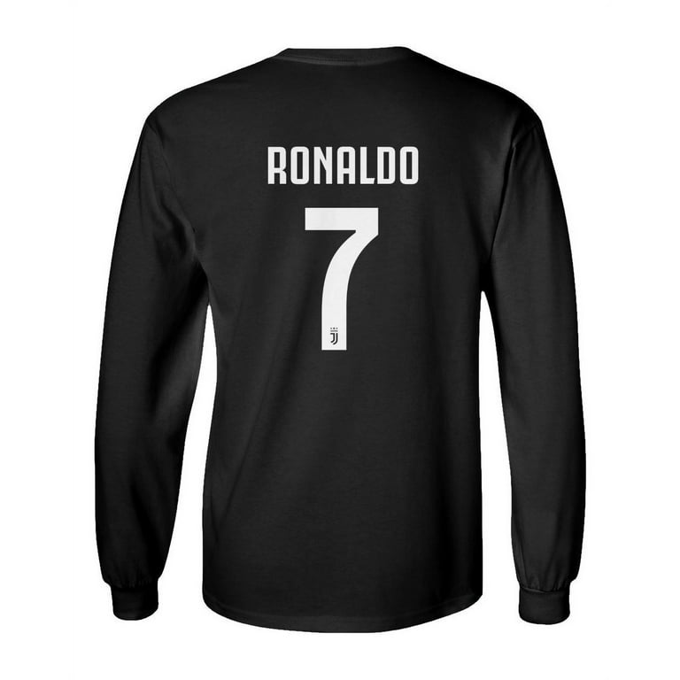 Soccer Shirt #7 Ronaldo CR7 Cristiano Juve Boys Girls Youth Long Sleeve  T-Shirt (Black, Youth Medium) 
