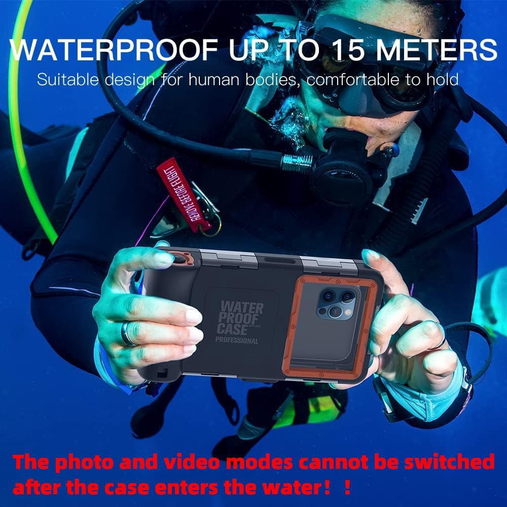 Prociv Universal Underwater Phone Case for Snorkeling, IP68 Professional Diving Waterproof Outdoor Cellphone Case with Lanyard for Most of Samsung Galaxy and iPhone Series Black
