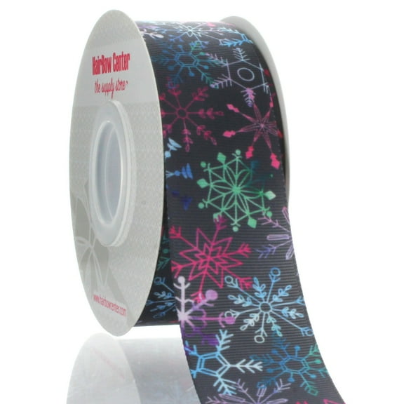 1.5" Watercolor Snowflakes Grosgrain Ribbon 25 Yard