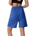 thumbnail image 4 of Women's Cotton Bermuda Shorts, Knee Length Comfy Loungewear Drawstring Athletic Sweat Shorts with Pockets Blue L, 4 of 7