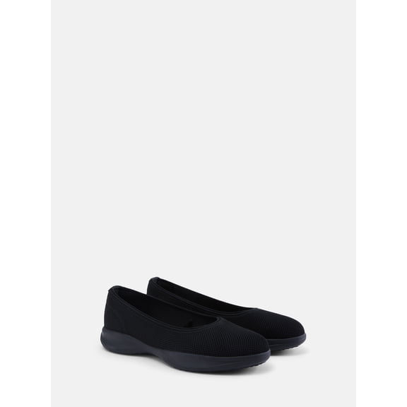 Time and Tru Women's Sporty Comfort Ballet Flats, Wide Width