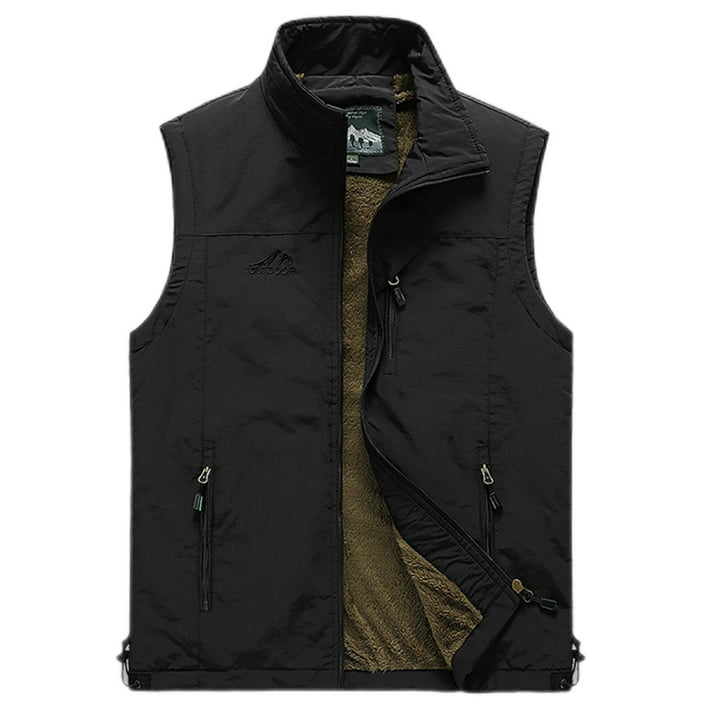 Grianlook Mens Regular Fit Sleeveless Jacket Vest Solid Color With