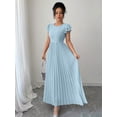 thumbnail image 4 of Blue Women Ruffle Sleeve Pleated Maxi Dress With Scoop Neck And Relaxed Fit, 4 of 6