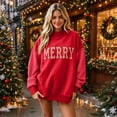 thumbnail image 5 of Garbnen Plaid Womens Mock Turtleneck Sweatshirt Merry Graphic Long Sleeve Oversized Sweatshirt for Women Drop Shoulder Lightweight Cozy Soft Fall Y2k Pullover Sweaters for Women, 5 of 5