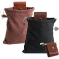 thumbnail image 1 of Foraging Bag, Belt Bag, Handmade Cowhide Canvas Foraging Bag, Haversack Bushcraft Bag Storage Folding Bag for Travel Camping Hiking, Leather Drawstring Bag, 1 of 7