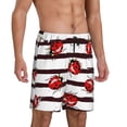 thumbnail image 2 of Balery Ladybugs on Black and White Striped1 Pantalones cortos de pijama de punto de algodón para hombre con cinturilla y bolsillos-Medium, 2 of 6