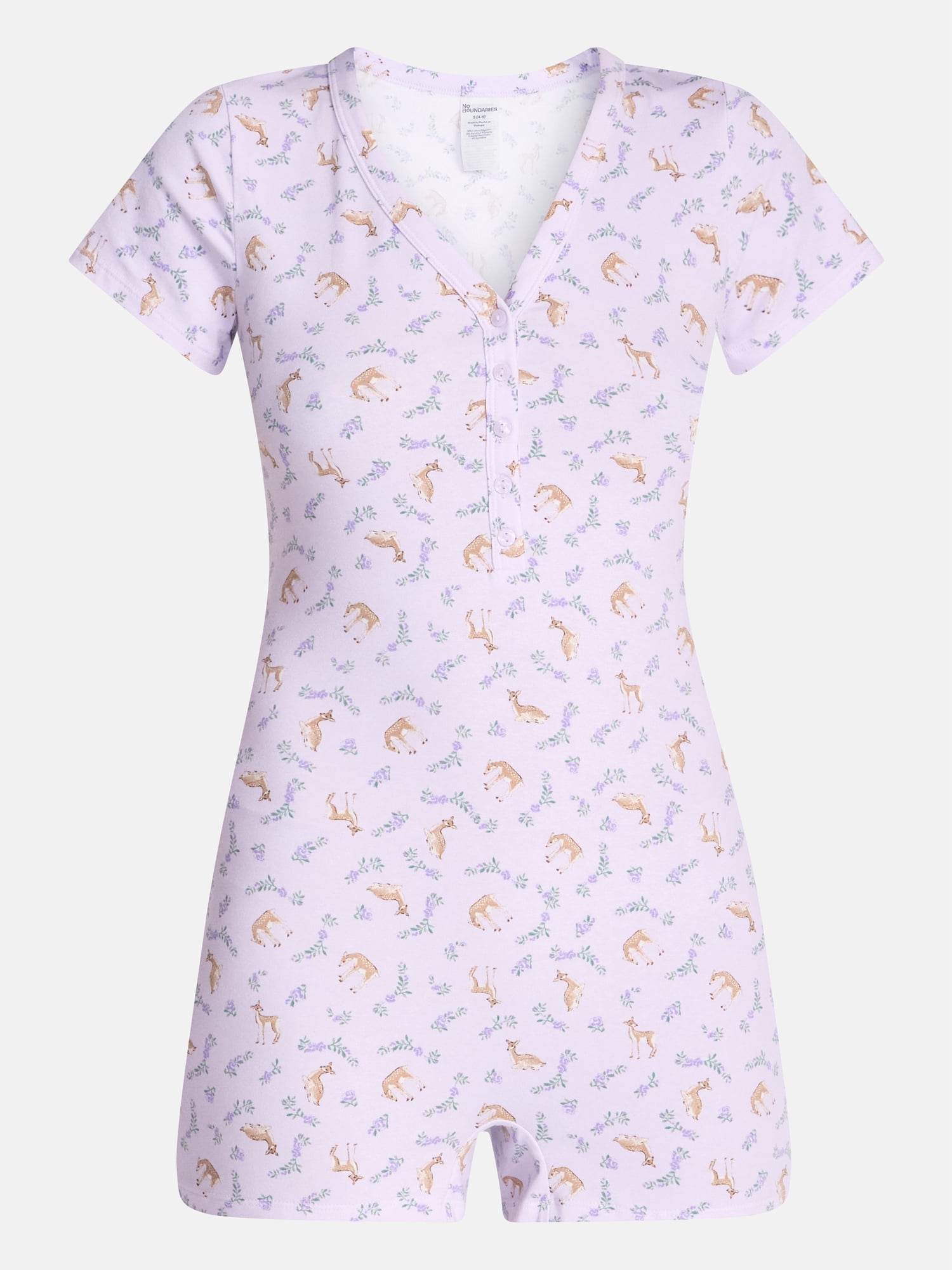 No Boundaries Cloud Core Sleepwear Romper, Women's XXS-3X