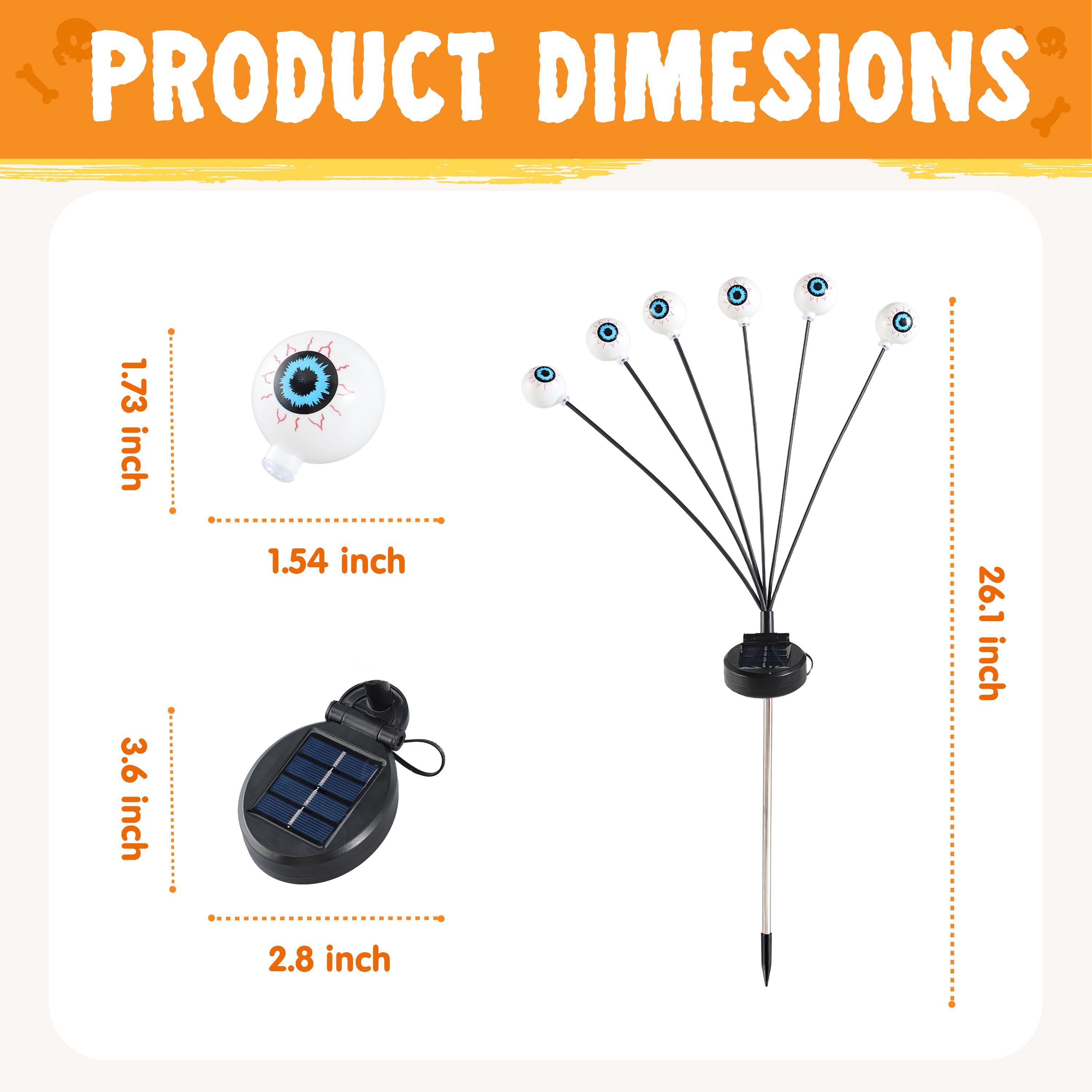 Joyfy 2 Pack Halloween Decorations Outdoor Solar Scary Eyeball Lights,Warm White Eyeball Swaying Firefly Lights,Waterproof Solar Halloween Path Lights for Yard Garden Lawn Decor