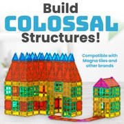 Click N' Play Magnet Build Deluxe 100 Piece 3D Magnetic Tile Building Set Extra Strong Magnets and Super Durable Tiles, Educational, Creative, Assorted Shapes and Vibrant Bright Colors