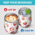 thumbnail image 4 of 12oz Stemless Wine Tumblers Strawberry Plants Fruit Heart White Pattern Vacuum Insulated Stainless Steel Travel Tumbler Cups Mug with Lid and Straw for Champaign,Cocktail,Beer with Cleaning Brush, 4 of 5