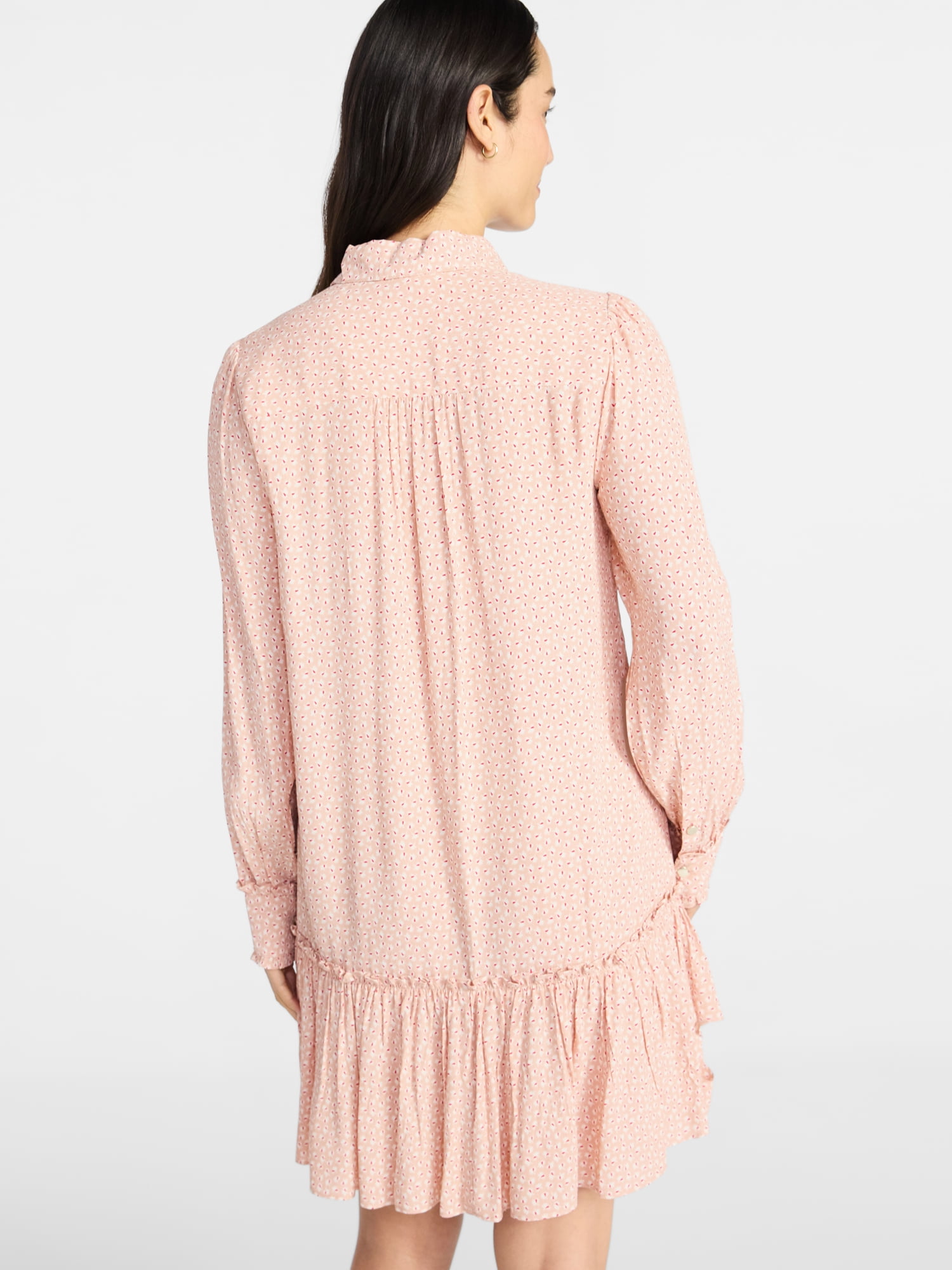 Time and Tru Women's Ruffle Mini Shirtdress, Sizes XS-XXXL