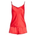 thumbnail image 6 of Joyspun Women’s Lace Trim Satin Valentine's Day Cami and Shorts Set, Sizes S-3X, 6 of 6