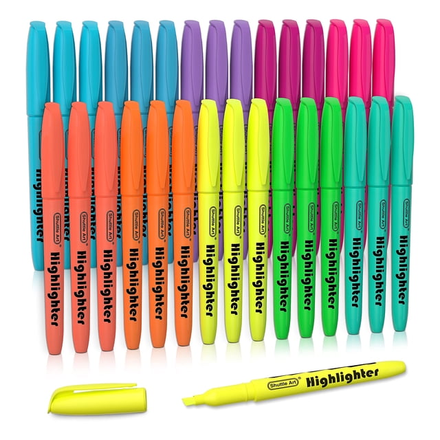 Shuttle Art Highlighters, 30 Pack Highlighters Assorted Colors, 10 Colors Chisel Tip Dry-Quickly Non-Toxic Highlighter Markers for Adults Kids Highli